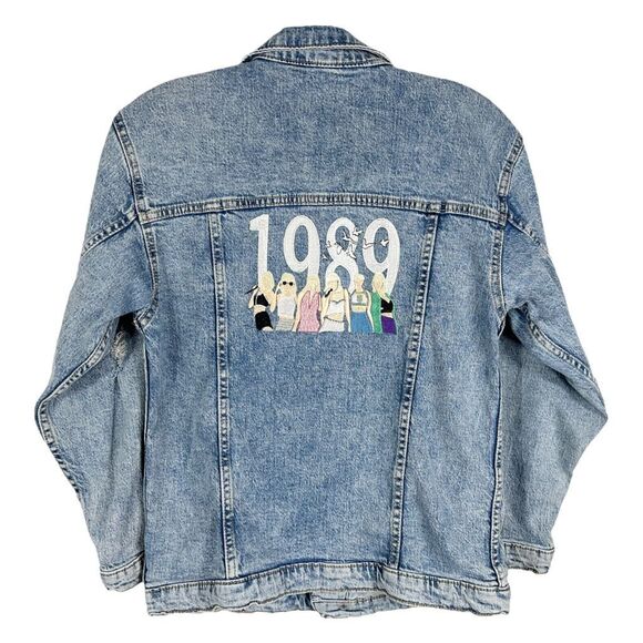 Taylor Swift Inspired Embroidered Jean Jacket 1989 Era Version 10 12 Large 162 - Picture 1 of 11